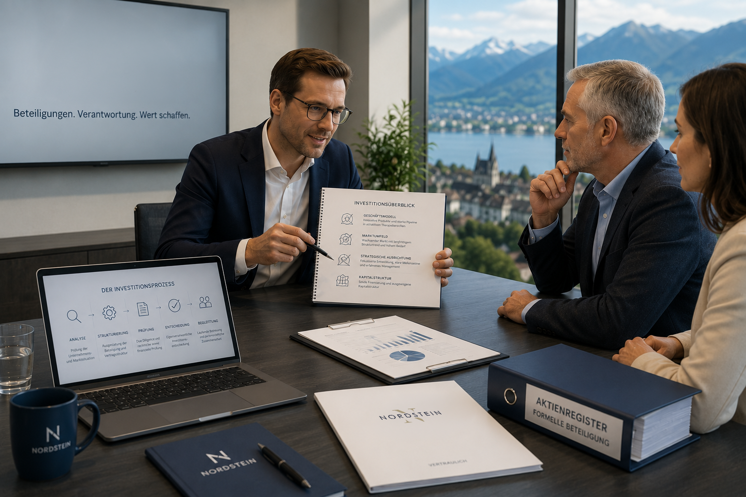 Berater zeigt eine Investitionsübersicht